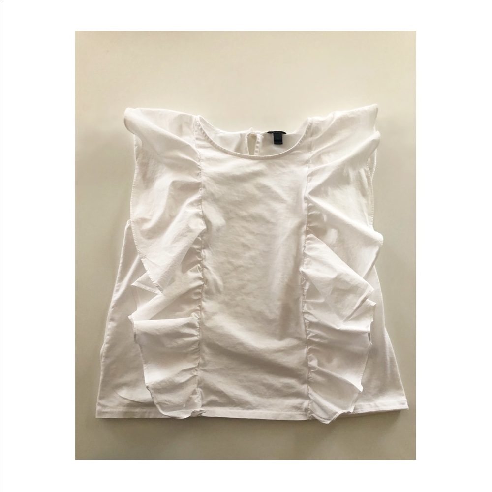 J. Crew Ruffle Front White Top